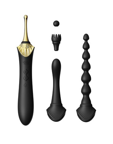 ZALO Verwarmde Pinpoint Clitoris Vibrator Bess 2 met extra opzetstukken - zwart