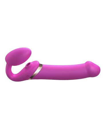 Strap-On-Me Vibrerende Strapless Voorbinddildo met luchtdruk stimulatie - roze - maat XL