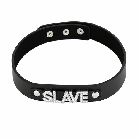 Kiotos - Luxe PU Leren Collar Met naamplaatje SLAVE