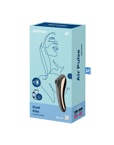 Satisfyer - Dual Kiss - Luchtdruk en G-Spot Vibrator - 2-in-1 - Met App Control - Zwart