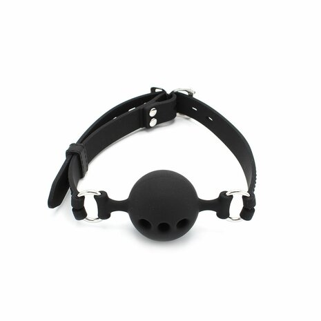 Kiotos - Siliconen Ball Gag Met (adem)gaten - Zwart