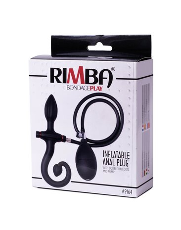 Rimba Latex Play Opblaasbare Siliconen Anaalplug met handvat en pomp - zwart