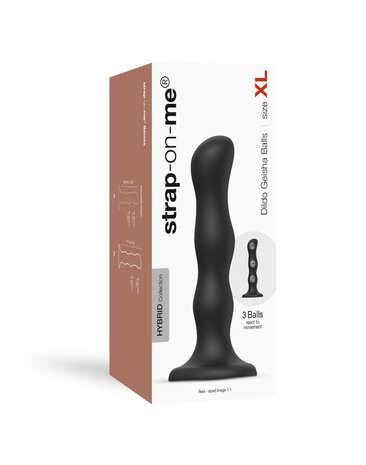 Strap-On-Me Anaal Dildo /Buttplug Geisha Balls met losse roterende balletjes - zwart - maat XL