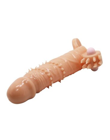 Pretty Love Vibrerende Penis Sleeve met Clitoris Stimulator CONNOR - lichte huidskleur