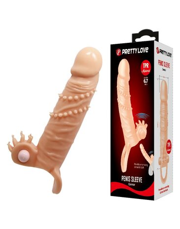 Pretty Love - Connor - Vibrerende Penis Sleeve - Met Clitoris Stimulator - Lichte Huidskleur