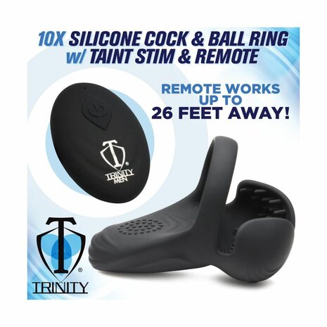Master Series - 10X Silicone Cock & Ball Ring metTaint Stim & afstandsbediening