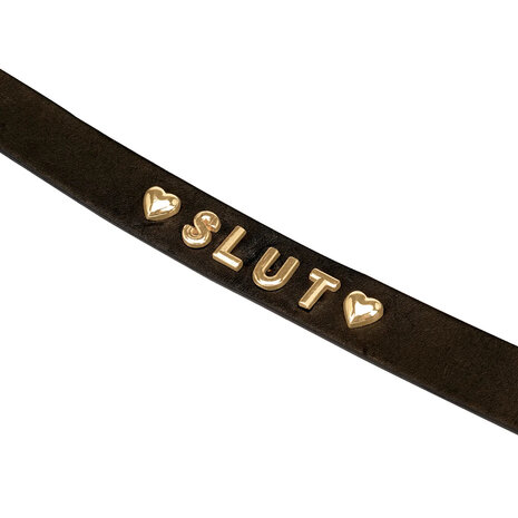 Liebe Seele - Demon's Kiss - Choker/Smalle Collar Met Gouden Letters SLUT - Luxe - Zwart/Goud