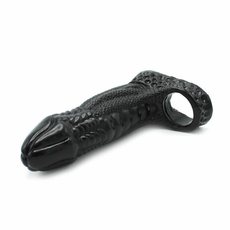 Kiotos Monstar 01 - Penis Sleeve - Penisverlenging - Met Ball Stretcher Opening - Siliconen - Zwart