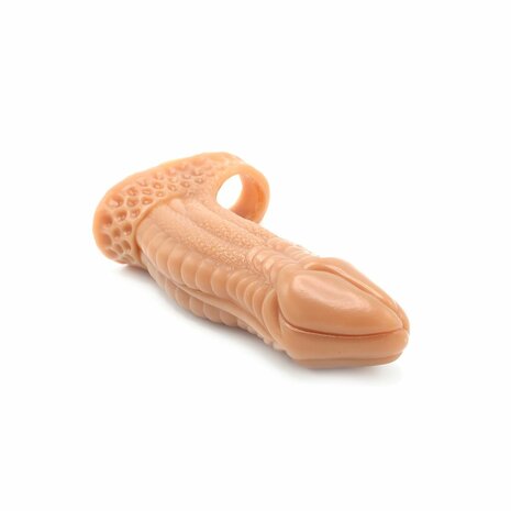 Kiotos Monstar 04 - Penis Sleeve - Penisverlenging - Met Ball Stretcher Opening - Siliconen - Beige