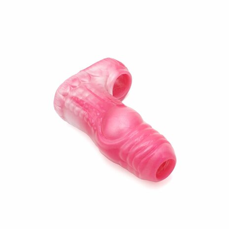 Kiotos Monstar 06 - Penis Sleeve - Penisverlenging - Met Ball Stretcher Opening - Diameter Ø 50 mm - Siliconen - Roze Wit