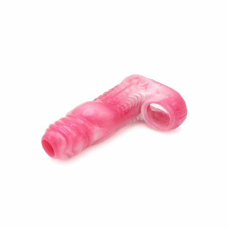 Kiotos Monstar 06 - Penis Sleeve - Penisverlenging - Met Ball Stretcher Opening - Diameter Ø 50 mm - Siliconen - Roze Wit