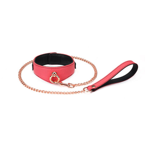 Liebe Seele - Angel's Kiss - Curved Collar Met Leash - Luxe En exclusief ontwerp - Roze/Zwart/Rosé Goud