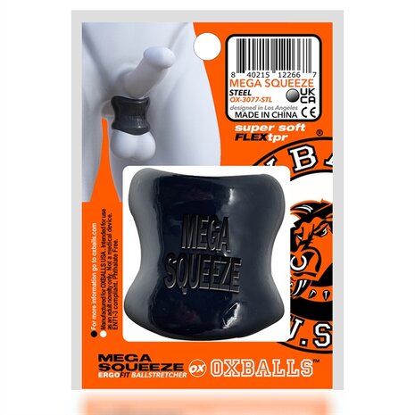 Oxballs - Mega Squeeze - Rekbare Ballstretcher van TPR - Zwart