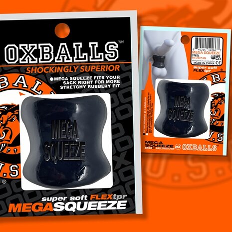 Oxballs - Mega Squeeze - Rekbare Ballstretcher van TPR - Zwart