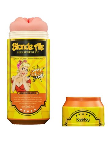 Lovetoy - Masturbator in Bierblikje - Pleasure Brew Blonde Ale Vagina Masturbator - Nude & Geel - TPE