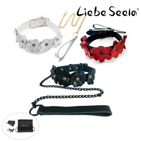 Liebe Seele - Flower Collar met Rode Bloemen en Zwarte Steentjes - Origineel - Import uit Japan