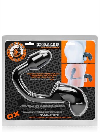 Oxballs - Tailpipe - Flexibele Kuisheidskooi met Buttplug - TPR - Zwart