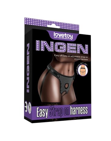 LoveToy - Strap-on Harnas - Verstelbaar Easy Strap-on Harnas - Zonder Dildo - Zwart & Wit