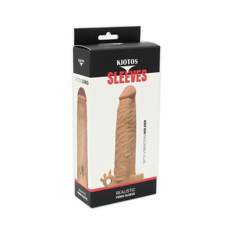 Kiotos Realistic Penis Sleeve van 19 cm met Vibrator Bullet Houder en Ball Stretcher - Boost Je Intieme Momenten!
