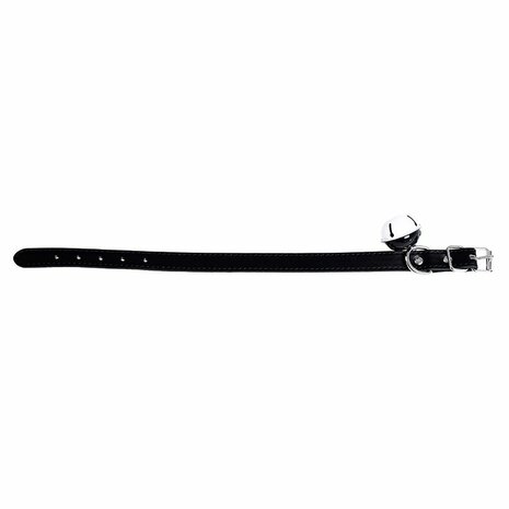 Kiotos Leather Kunstleren Collar met Belletje - Elegant Zwarte Halsband voor verhoogde sensationele momenten -