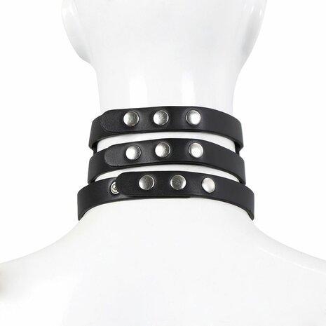 Kiotos Leather Tripple O-Ring Collar - Body Safe Kunstleer - Circumference: 29/38 mm - 60 gr