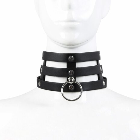 Kiotos Leather Tripple O-Ring Collar - Body Safe Kunstleer - Circumference: 29/38 mm - 60 gr