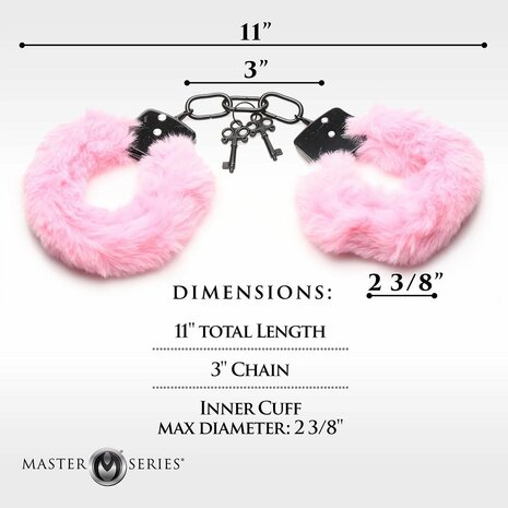 Master Series - Handboeien - Cuffed In Fur - Metalen Handboeien met kunstwollen bekleding - Roze