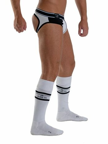 Mister B - URBAN Football Socks - Voetbalsokken met binnenzakje - wit/zwart