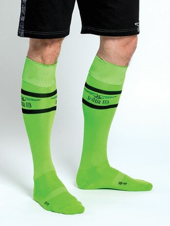 Mister B - URBAN Football Socks - Voetbalsokken met binnenzakje - neon groen/zwart