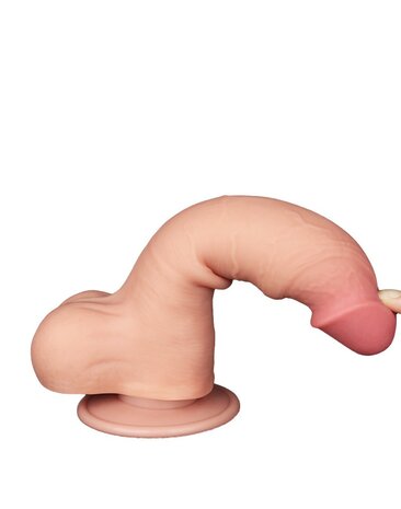 LoveToy - Dildo - Glijdende Huid Dildo - Lengte 20 cm - Diameter 3.9 cm - Lichte Huidskleur