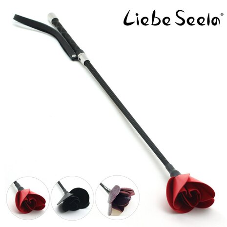 Liebe Seele - Flower Rhythm - Riding Crop - Paardrijzweepje Leer - Met Rode Roos