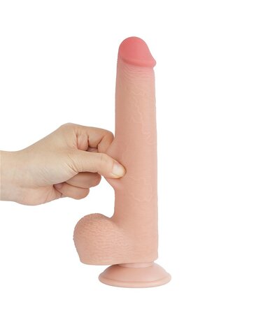 LoveToy - Dubbellaags Dildo - Glijdende Huid Dildo - Lengte 22 cm - Diameter ø 3.7 cm - Lichte Huidskleur