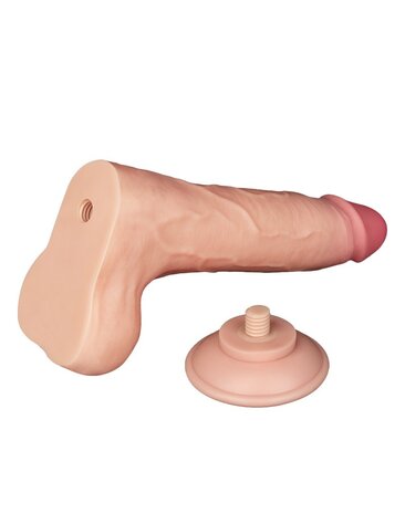 LoveToy - Dubbellaags Dildo - Glijdende Huid Dildo- Lengte 22 cm - Diameter 4.3 cm - Lichte Huidskleur