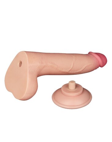 LoveToy - Dubbellaags Dildo - Glijdende huid Dildo - Lengte 20 cm - Diameter 4 cm - Lichte Huidskleur - TPE