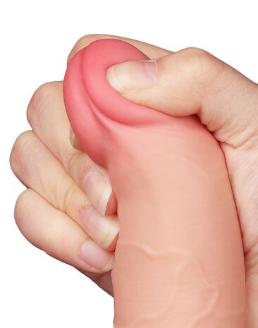 LoveToy - Glijdende Huid Dildo - Dubbellaags Dildo - Lengte 19.5 cm - Diameter 3.6 cm - Lichte huidskleur