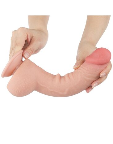 LoveToy - Dubbellaags Dildo - Glijdende Huid Dildo - Lengte 24 cm - Diameter Ø 4.3 cm - Lichte Huidskleur