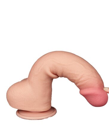 LoveToy - Dubbellaags Dildo - Glijdende Huid Dildo - Lengte 24 cm - Diameter ø 4.3 cm - Lichte Huidskleur