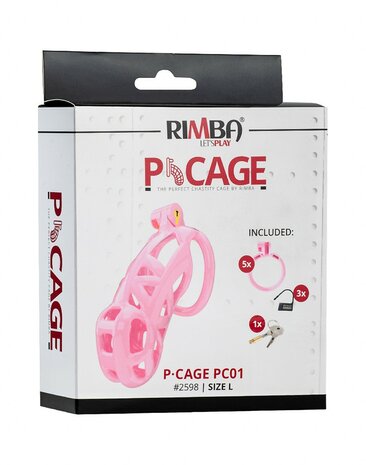 Rimba Toys - P-Cage PC01 - Kunststof Kuisheidskooi - Peniskooi - Chastity - Roze - Large