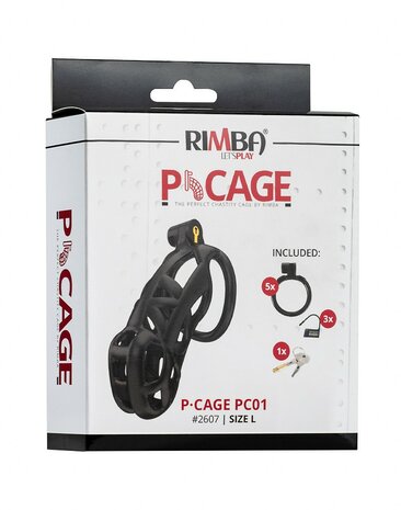 Rimba Toys - P-Cage PC01 - Kunststof Kuisheidskooi - Peniskooi - Chastity - Zwart - Large