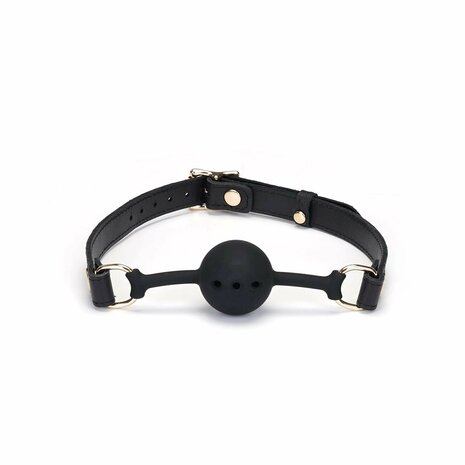 Liebe Seele - Demon's Kiss Leren Ball Gag - Luxe En exclusief ontwerp - Zwart/Goud