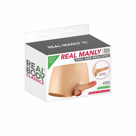 Real Body - Bodysuit - Female to Male - Mannelijk Onderlichaam met Massieve Penis - Maat S/M