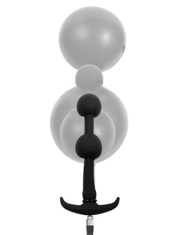 Rimba - Opblaasbare Anaalplug met Dubbele Ballon en Pomp - Siliconen - Zwart