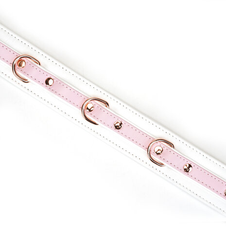 Liebe Seele - Fairy - Leren Collar met Leiband - Roze/Wit