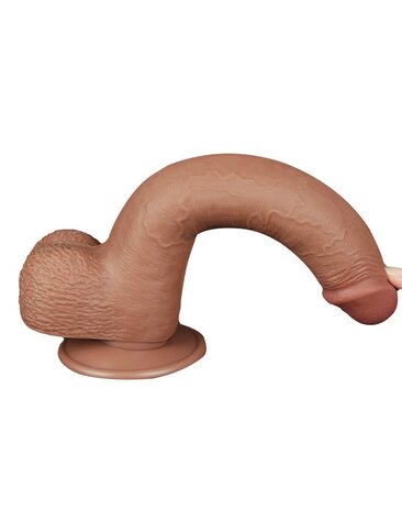 Lovetoy - Dildo Met Sliding Skin Technologie - 22 x 3.7 cm - Verwijderbare Zuignap - Medium Huidskleur