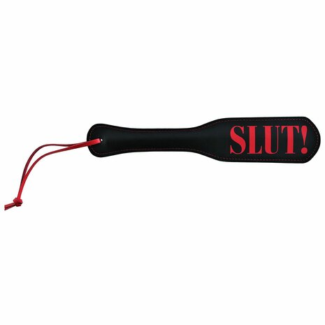 Kiotos Leather - Lederen Paddle Slut - Zwart/Rood