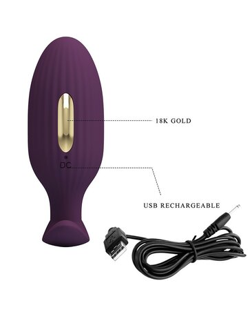 Pretty Love - Jefferson - Vibrerende E-stim Buttplug - Met App Control - Electroshock - Paars