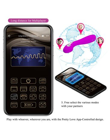 Pretty Love - Hector - G-Spot E-stim Vibrator met Electroshock - Met App Control - Paars