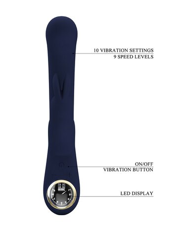 Pretty Love - Lamar - Rabbit Vibrator- Tarzan Vibrator - Met LCD Display - Donkerblauw