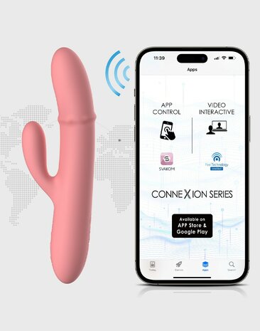 Svakom - Mora Neo - Interactieve Rabbit Vibrator met stotende kralen-ring - App Control - Roze