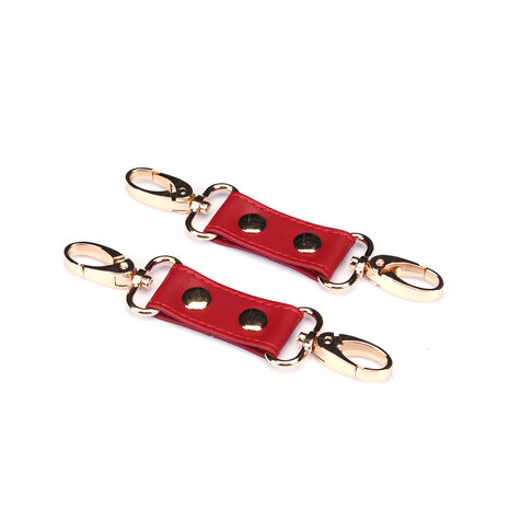 Liebe Seele - Bright Red - Bondageset Dijbeenboeien naar Handboeien - PU Leer - Vegan - Rood/Goud